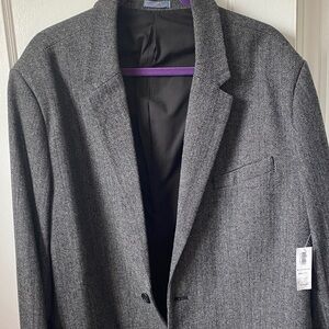 Men's Gray Herringbone Blazer - Classic Tailored Style 2x wool blend new